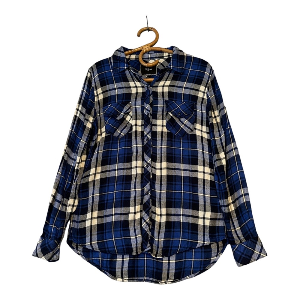 Rails | Plaid Button Front Shirt Blue Cream Black‎ Size S